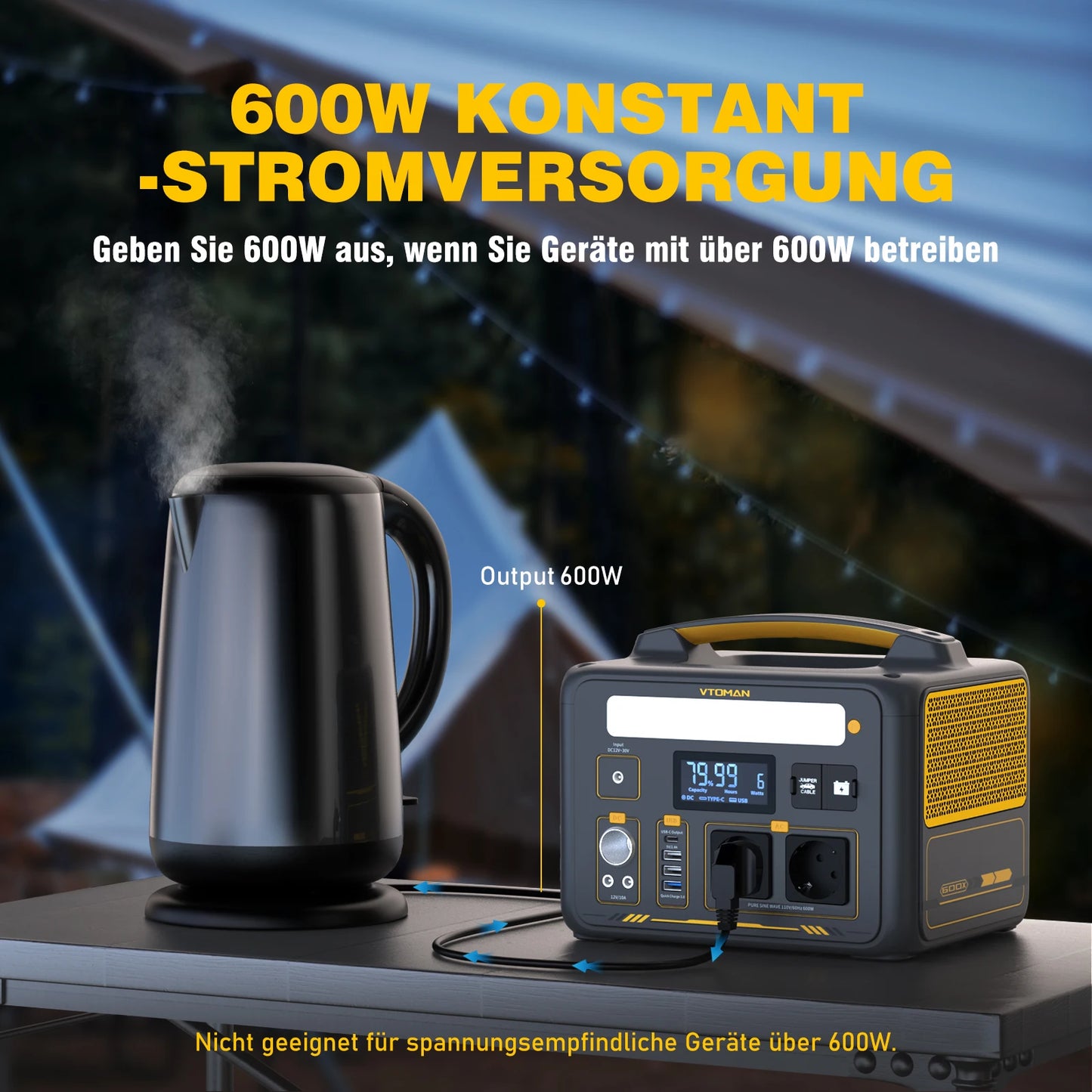 299Wh / 600W Portable Power Station