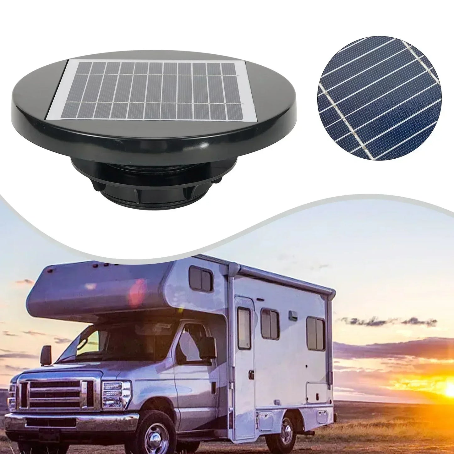 Ventilador Techo Solar 200mm - Ultra Plano + Automático para RV y Caravana