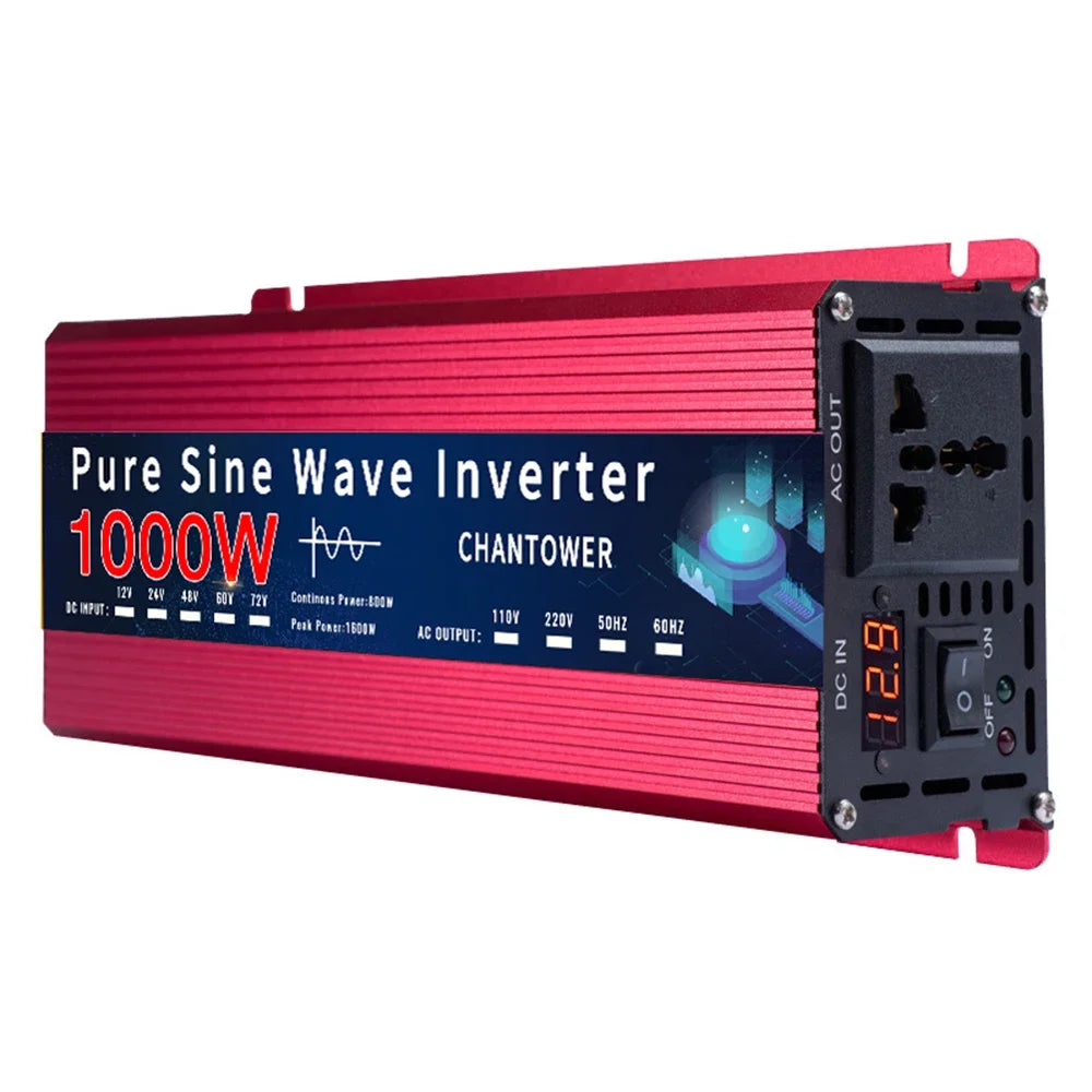 Inversor de Corriente Onda Pura 12V / 24V a 220V | 500W–2000W Continuos | Pantalla Inteligente para RV y Camper