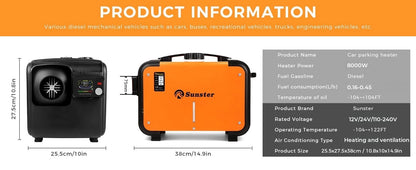 Calefactor Diesel Portátil 8kW Sunster