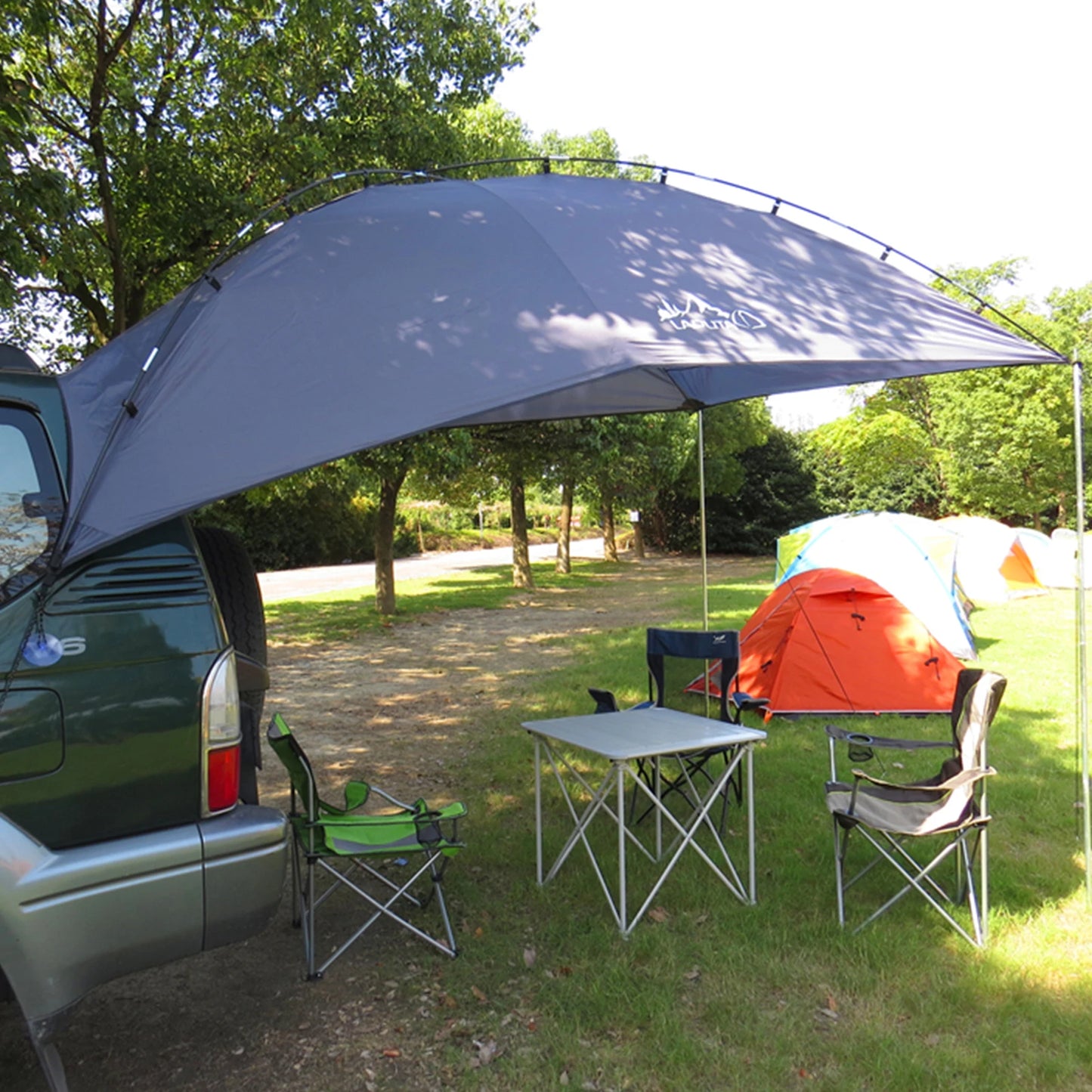 Auvent multifonctionnel pour voiture et camping-car - Imperméable · Résistant aux UV · Montage latéral/arrière/autonome · 350x240cm