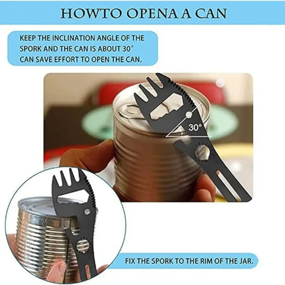 5-in-1 Camping Cutlery Set - Stainless Steel