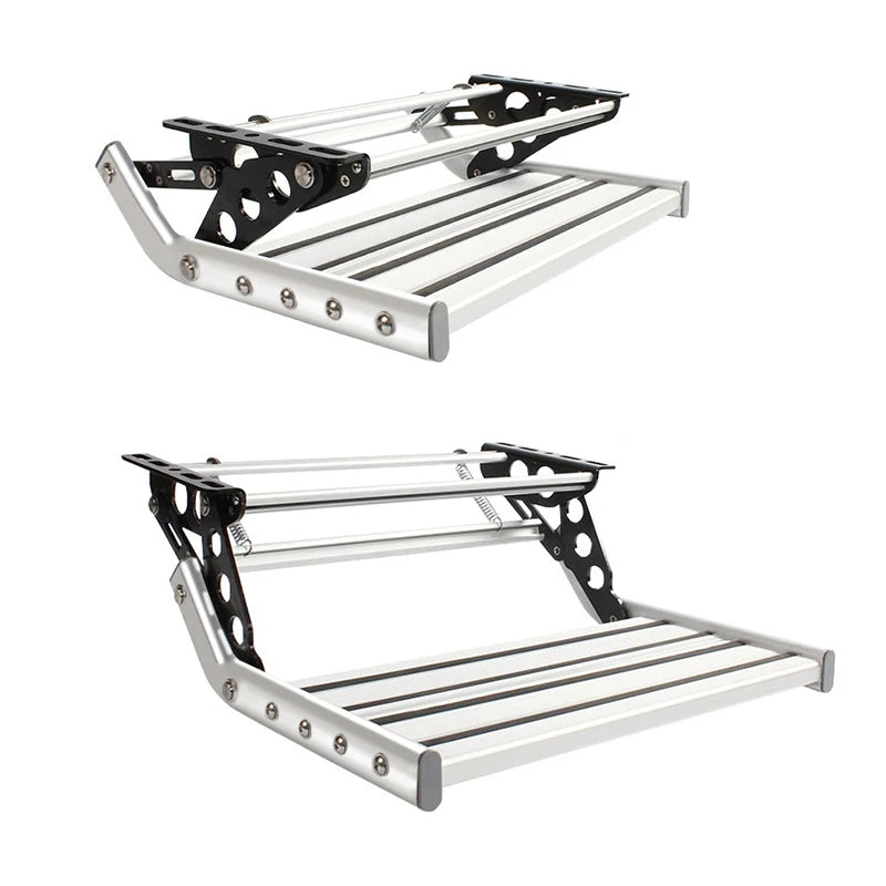Escalón Plegable de Aluminio para Camper y Autocaravana – Simple o Doble Peldaño Antideslizante