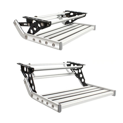 Escalón Plegable de Aluminio para Camper y Autocaravana – Simple o Doble Peldaño Antideslizante