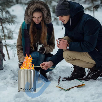Hornillo Leña Sin Humo - Combustión Eficiente + Acero Inox para Camping