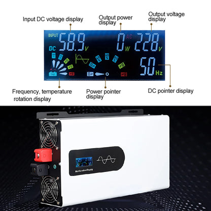 Inversor de Corriente Onda Pura 12V–96V a 230V Alta Potencia | Inversor DC/AC para RV, Camper y Vehículos