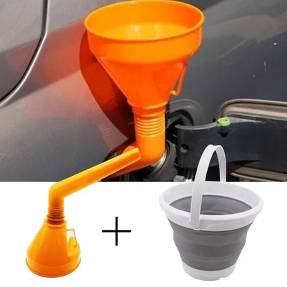 Motorhome Water Filler Funnel + 10L Collapsible Silicone Bucket – Filler for Caravan, Camper Van, and Outdoor Camping Toilets