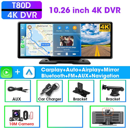 Dashcam 4K con CarPlay/Android Auto Inalámbrico - T80D/T82D