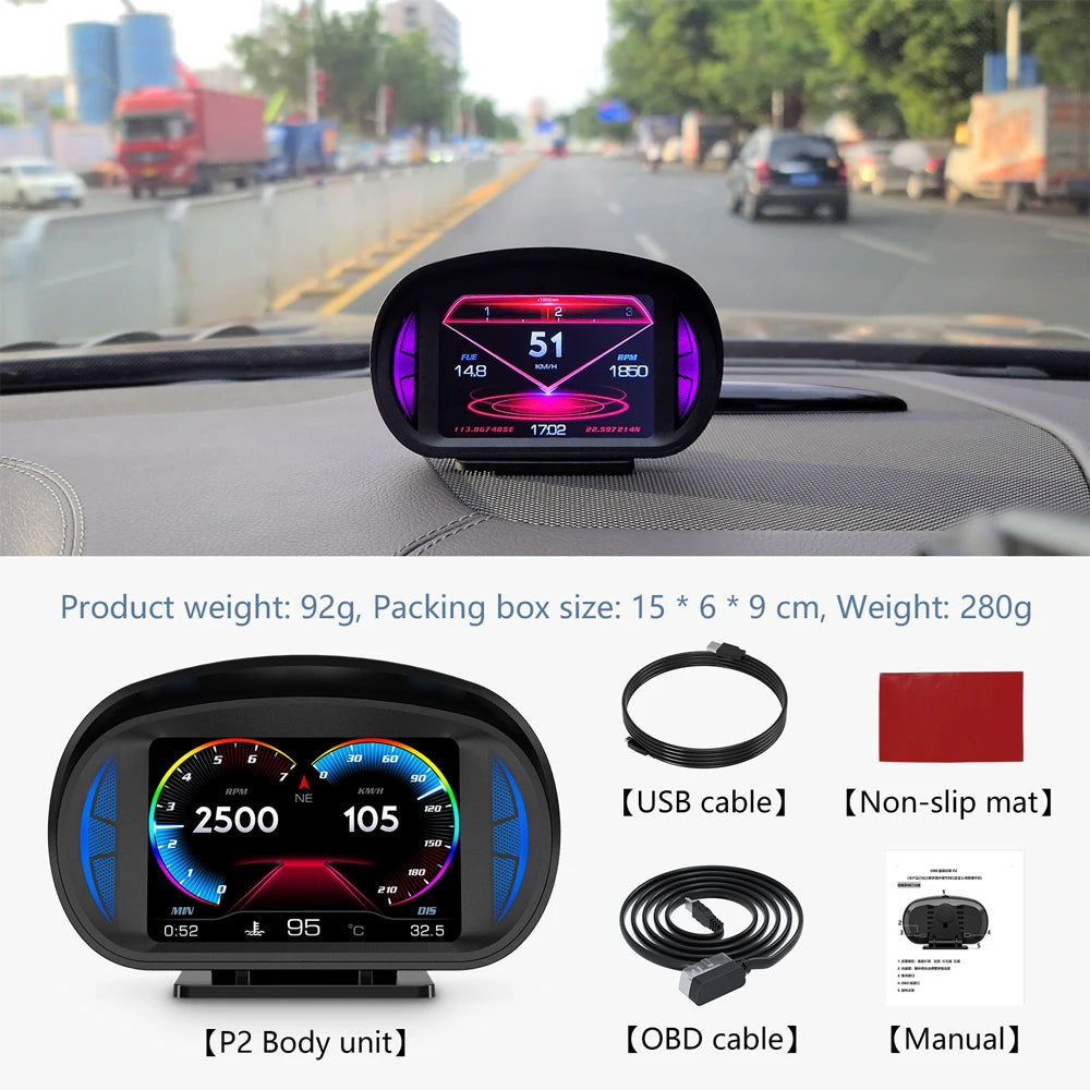 HUD Head Up Display OBD + GPS Universal – Velocímetro Digital para Coche con Pantalla 120×83 mm