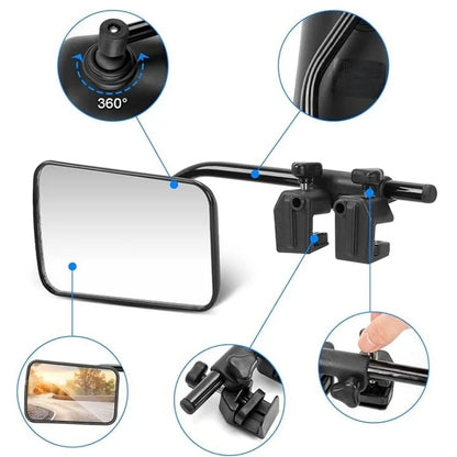 Espejos Retrovisores Extensibles para Remolque – Ajustables 360° para Caravana y Camper, Clip-On