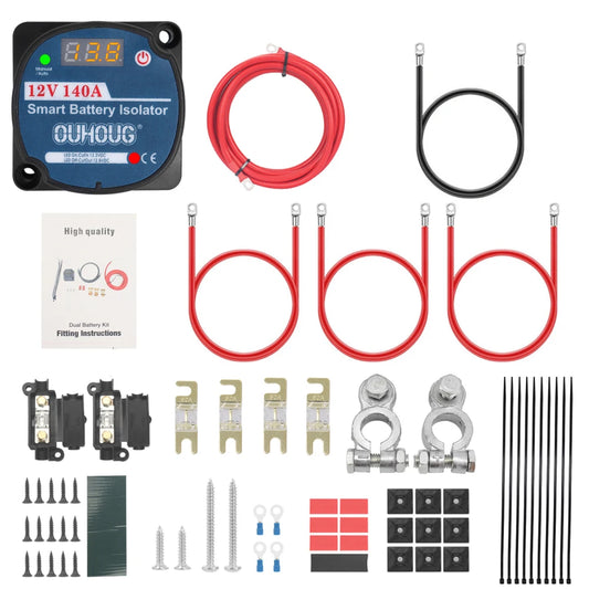 Kit de Relé de Carga Dividida 12V 140A con Detección Inteligente de Voltaje para Camper, Motorhome, 4x4 y Barco