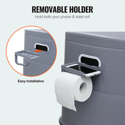 WC Portátil Compacto para Camper y Camping | Inodoro Móvil con Soporte para Móvil y Papel Higiénico | Hasta 136 kg