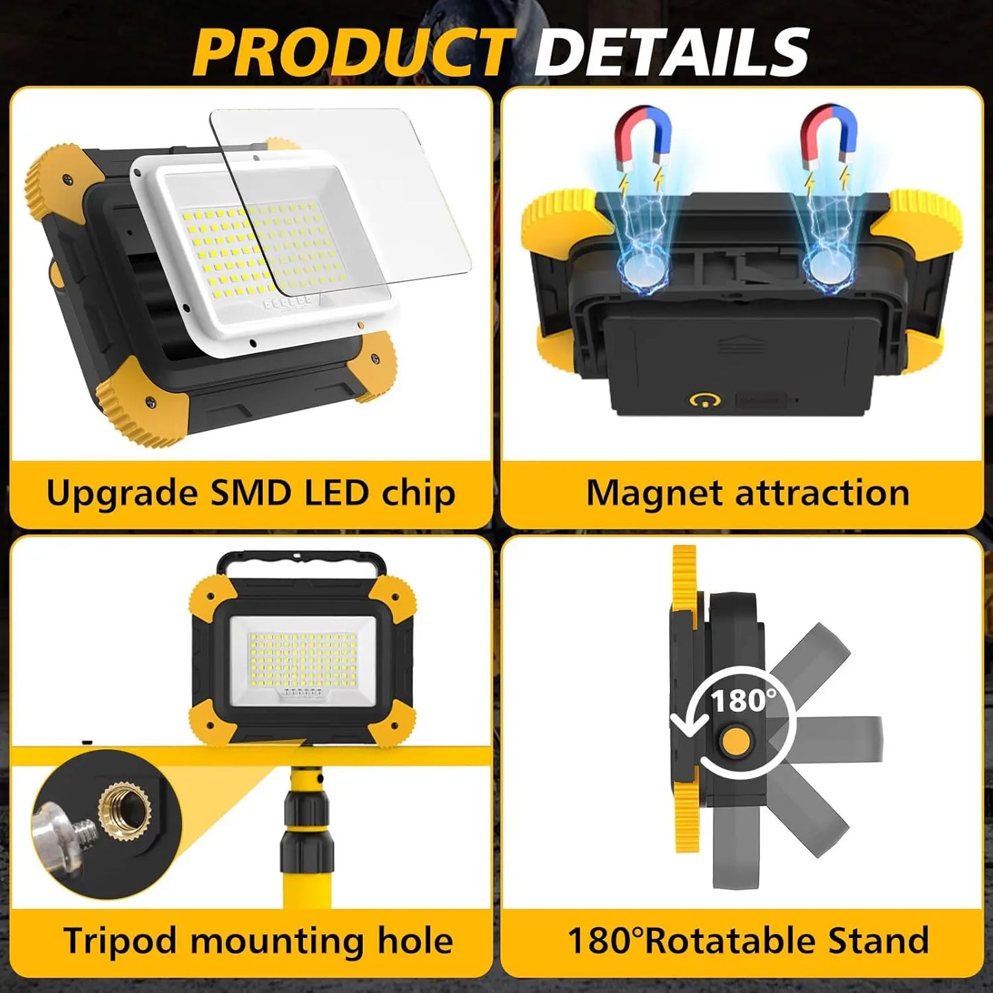 Portable LED Emergency Spotlight 1220LM with White and Red Light