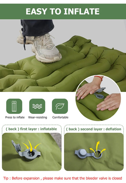 Colchón Inflable WEST TUNE con Bomba Integrada | Colchoneta de Camping Gruesa y Compacta