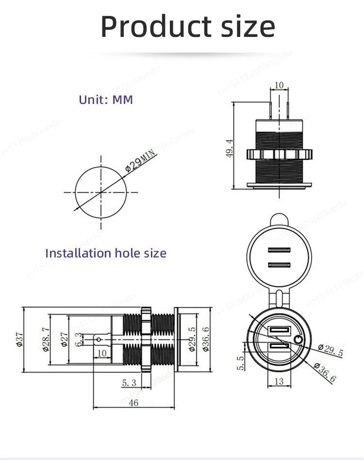 Toma USB Doble 12–24V para Vehículos