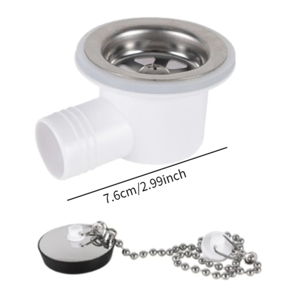 Conector de Drenaje para Fregadero de RV y Yate – Adaptador ABS y Acero Inoxidable, Ángulo Recto