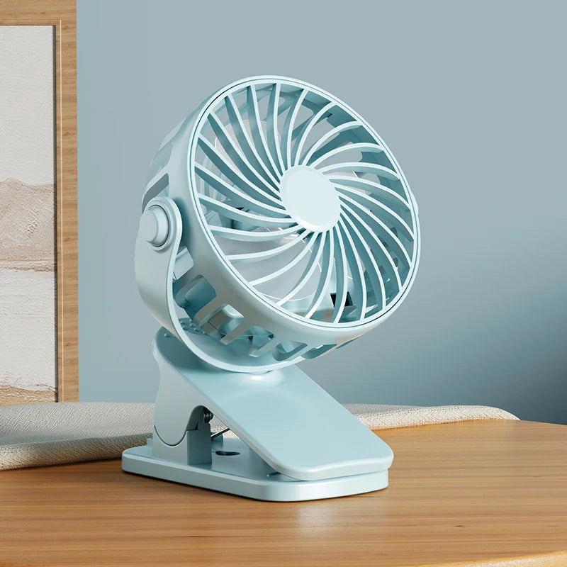 USB Clip Fan 360° - 3 Speeds + Night Light for Camper (Rechargeable)