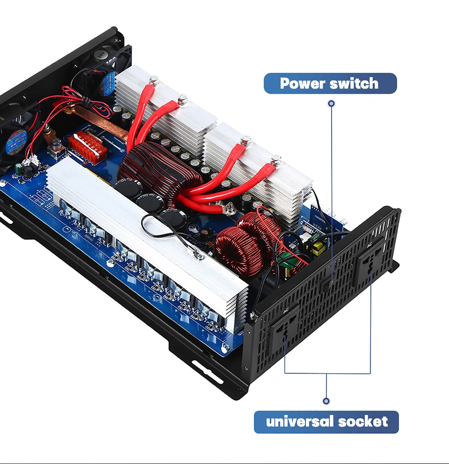 Inversor de Corriente Onda Pura 12V–96V a 230V Alta Potencia | Inversor DC/AC para RV, Camper y Vehículos