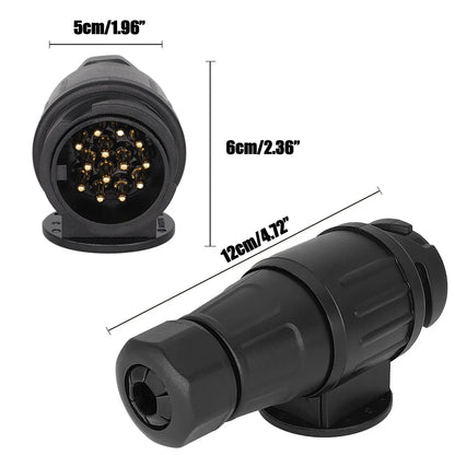 Enchufe de Remolque de 13 Pines – Adaptador de Conexión para Caravana, Trailer o Camper, 12V, Plástico y Cobre