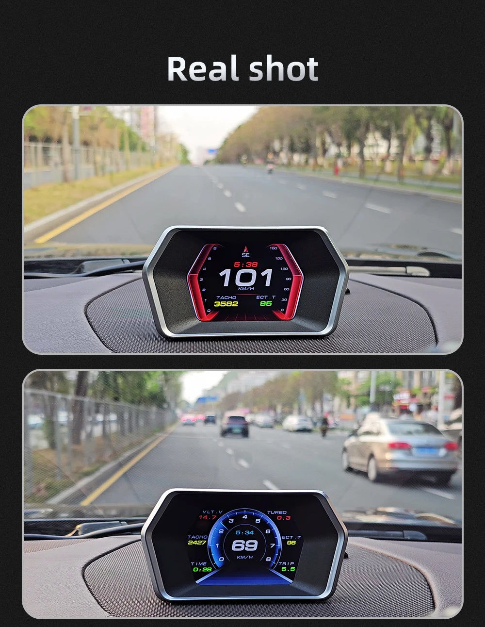 HUD ZMFJH P17 OBD2 + GPS – Head Up Display 3.5” Proyector Digital para Parabrisas con Alarma de Velocidad