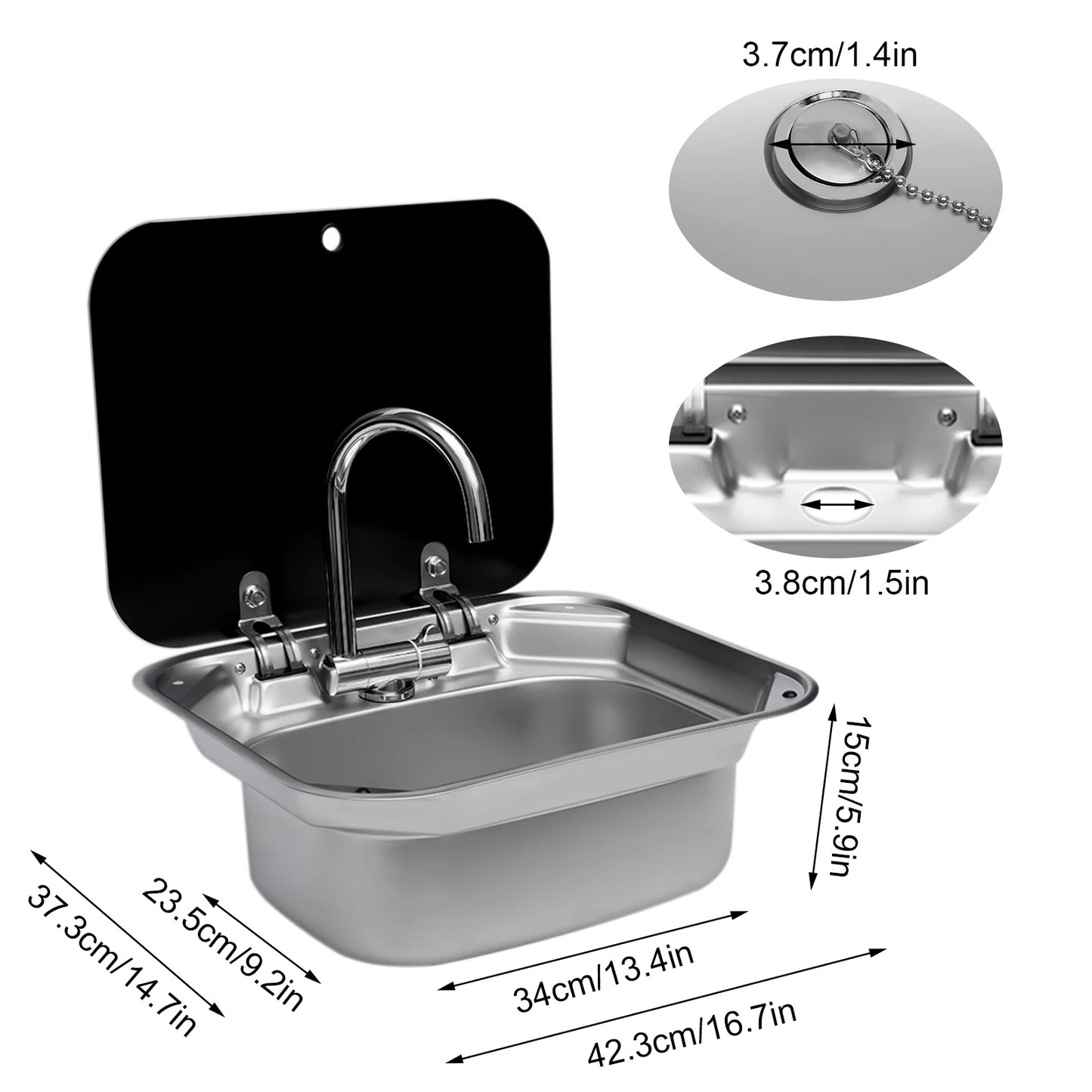 Évier pour camping-car et bateau – Acier inoxydable 