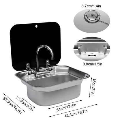 Évier pour camping-car et bateau – Acier inoxydable 