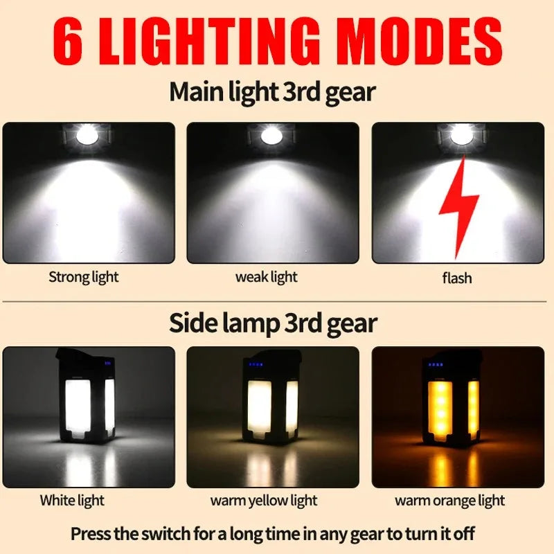 Lampe solaire pliable 2000 mAh – Lumière de camping + Power Bank + Lampe de poche 3-en-1 Description :