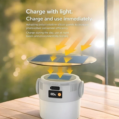 Lampe Solaire Camping - LED Rechargeable + Crochet + 3 Modes (Portable)