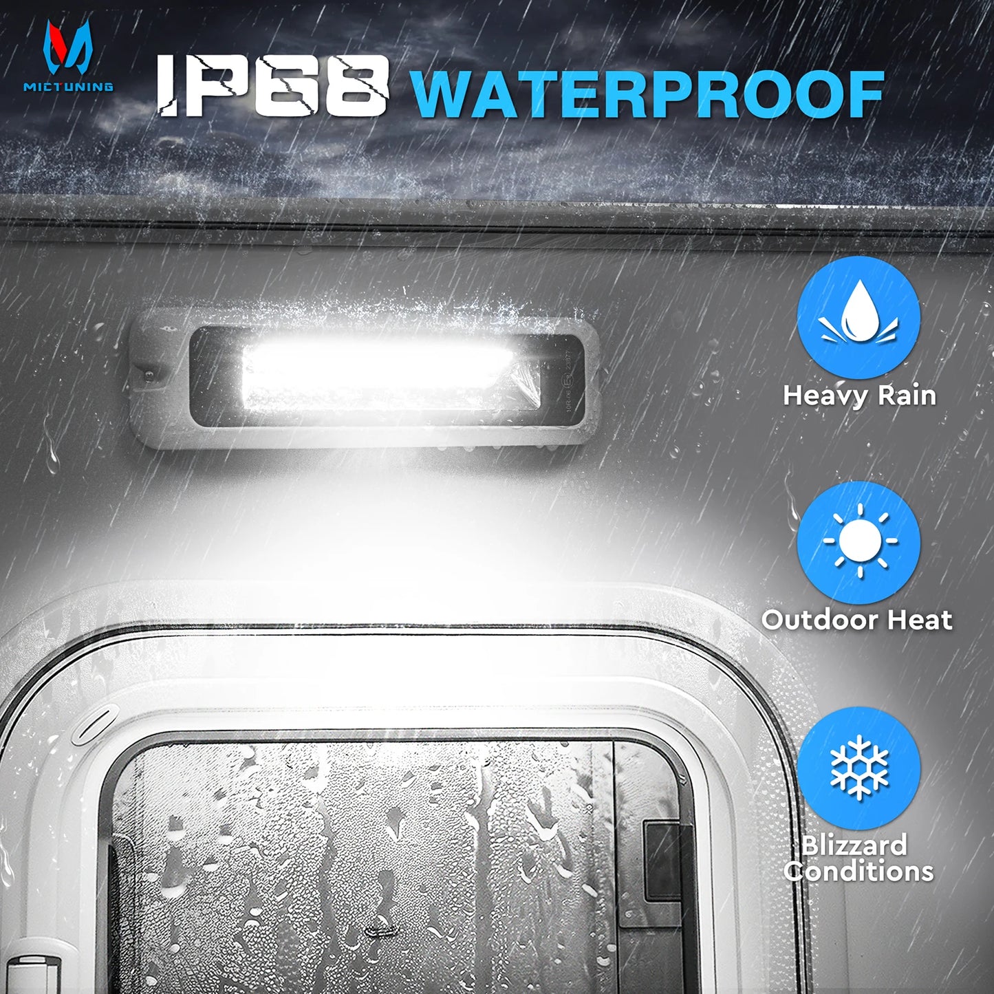 Foco LED Exterior RV - Impermeable IP68 + 1200 Lúmenes para Caravana y Barco