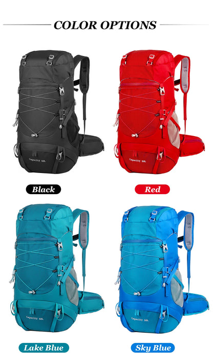 WEST TUNE External Frame Hiking Backpack - Durable Nylon · Rain Cover · Size L · Heavy Load