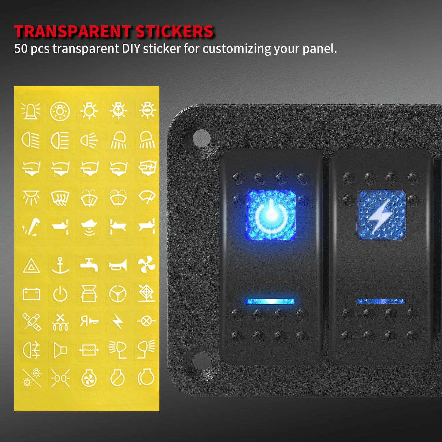 Panel de Interruptores Náutico Estanco 12V con USB y Voltímetro Digital