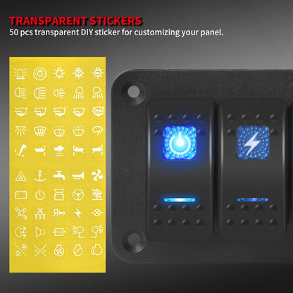 Panel de Interruptores Náutico Estanco 12V con USB y Voltímetro Digital