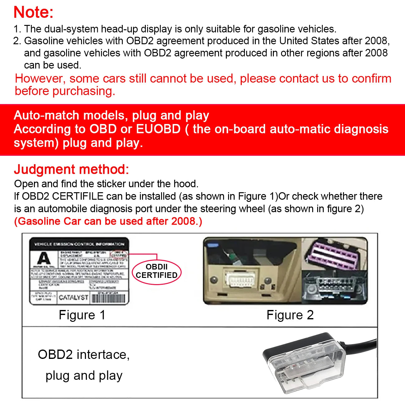 HUD Head Up Display RYSJM P24 OBD2 + GPS – Velocímetro Digital Multifunción para Coche (12.7×7.3×3.7 cm)