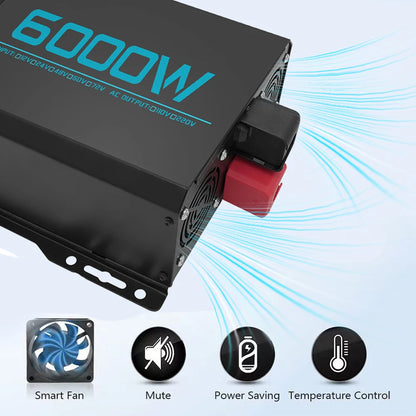 Inversor de Corriente Onda Pura 3000W 6000W Pico | Inversor DC/AC 12V–72V a 220V para RV y Camper