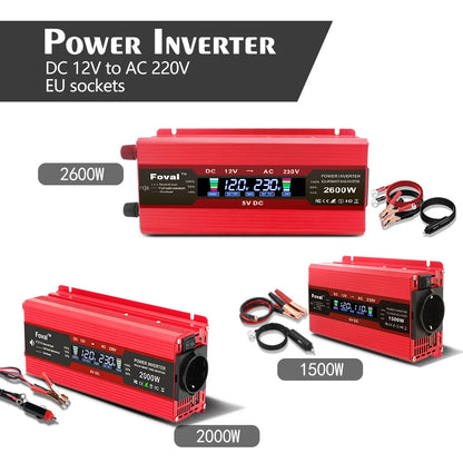 Inversor de Corriente 12V a 220V Onda Modificada con Pantalla LCD | 750W–1300W Continuos para RV, Camper y Vehículos