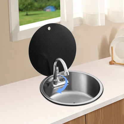 Évier de cuisine en acier inoxydable 340×340 mm avec robinet pliable – Idéal pour les camping-cars et les petits espaces 