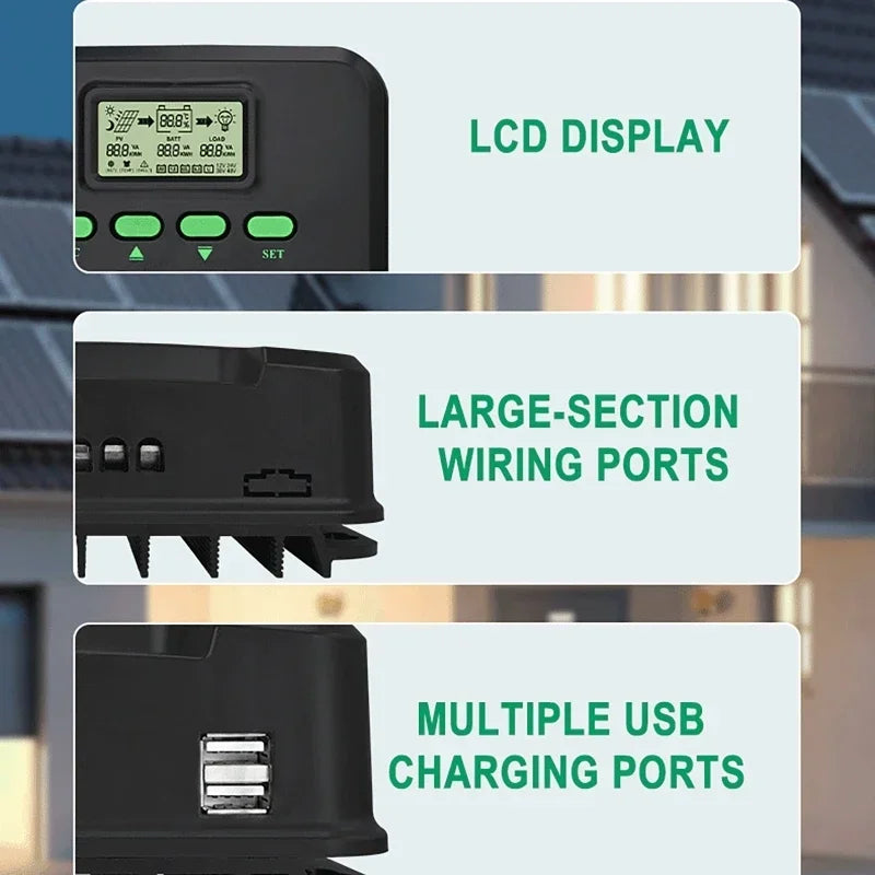 Régulateur solaire MPPT avec WiFi - Charge intelligente 12V/24V (30A-60A) + Double USB pour camping-car