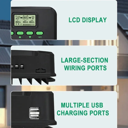 Régulateur solaire MPPT avec WiFi - Charge intelligente 12V/24V (30A-60A) + Double USB pour camping-car