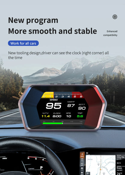 HUD ZMFJH P17 OBD2 + GPS – Head Up Display 3.5” Proyector Digital para Parabrisas con Alarma de Velocidad