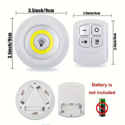 Lumière LED COB sans fil avec télécommande - Intensité variable · Minuteur · Sans câble