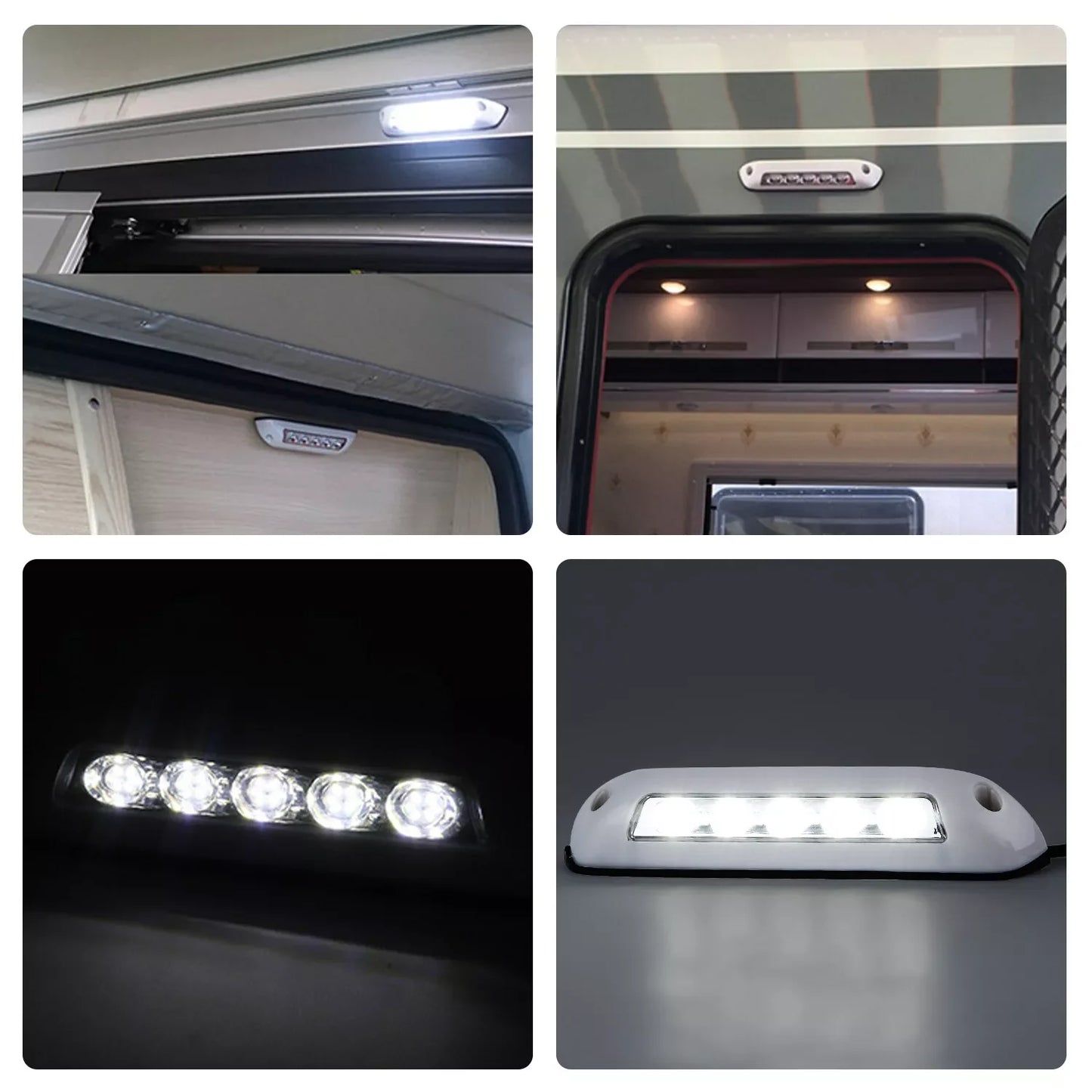 Luz LED para Toldos de Camper, Caravana y Motorhome – 12V, 5 LEDs, Blanco 6000K, IP67