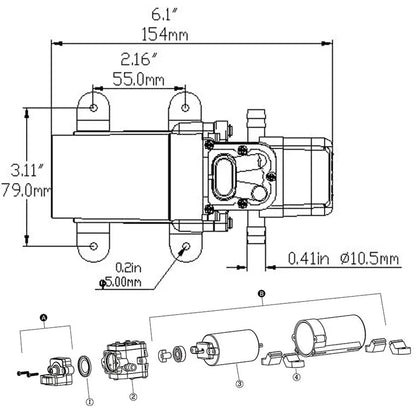 Pompe à Eau sous Pression 12V 40 PSI – Membrane Auto-amorçante pour Camping-car et Bateau