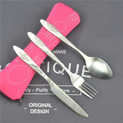 Couverts Acier Inox avec Étui - Set 3 Pièces + Néoprène (Camping/VR)