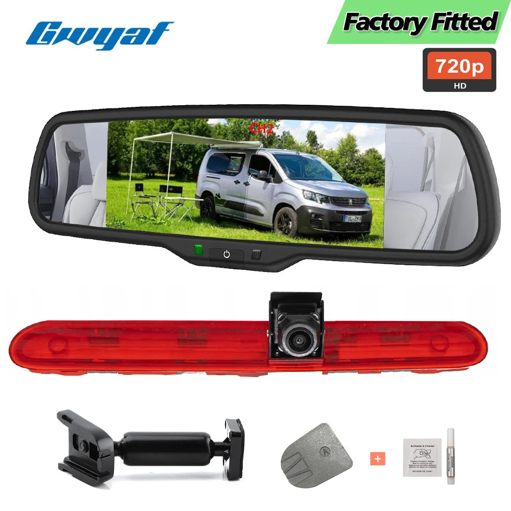 Cámara de Marcha Atrás GWYAF HD 720P con Monitor IPS 6,86” Doble Pantalla para Peugeot, Citroën, Opel y Toyota ProAce