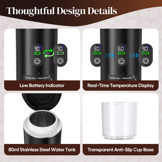 Cafetera Espresso Portátil 7500mAh - 3-en-1 + Café Frío/Caliente