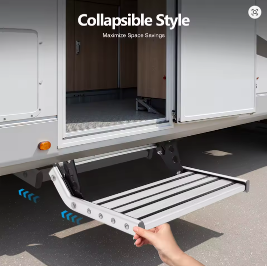 Escalón Plegable Manual para RV de 44 cm con Luz LED y Antideslizante