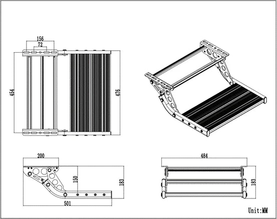 Escalón Plegable de Aluminio para Camper y Autocaravana – Antideslizante 220 k