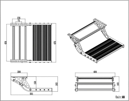 Escalón Plegable de Aluminio para Camper y Autocaravana – Antideslizante 220 k
