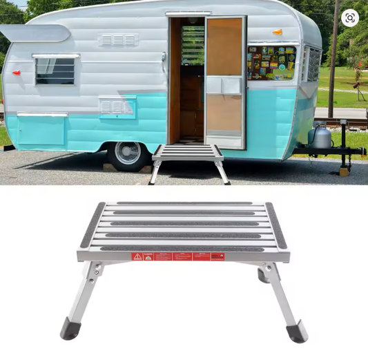 Taburete Plegable de Aluminio para RV con Pies de Goma Antideslizantes