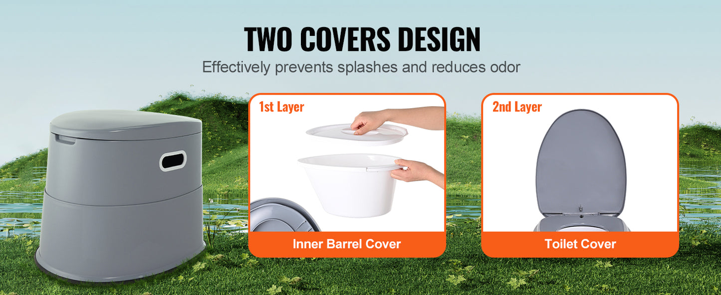 WC Portátil Compacto para Camper y Camping | Inodoro Móvil con Soporte para Móvil y Papel Higiénico | Hasta 136 kg